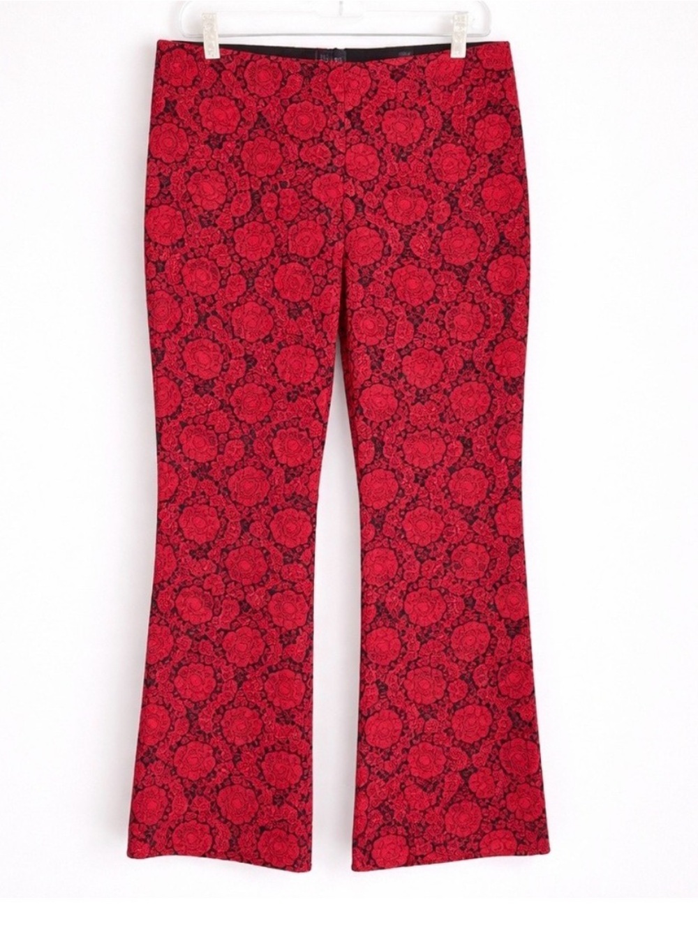 Anthropologie Maeve The Margo Red and Black Floral Knit Pants